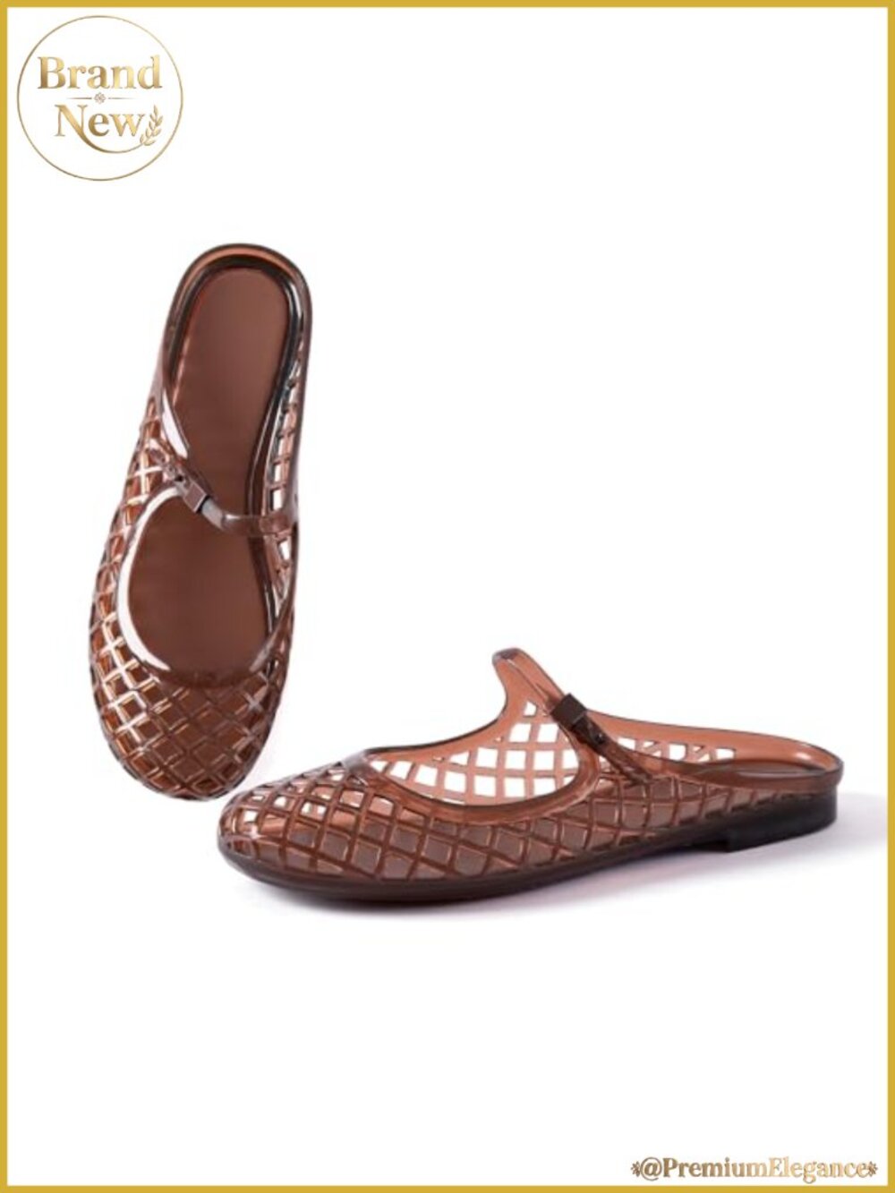 Jelly Mary Jane Mule Flat Sandals Waterproof Beach Pool Quick-Dry Slides